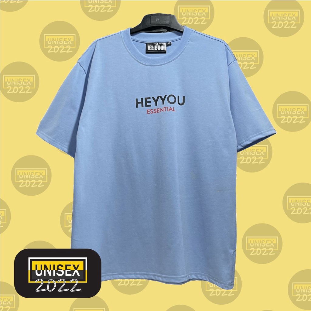 Áo thun cotton nam nữ form rộng tay ngắn in chữ Heyyou Essential – Unisex 2022