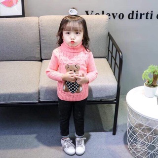 [NHẬP KIDTET hoàn 15% xu đơn 150k] áo len vặn thừng trơn,gấu cho bé gái bé trai