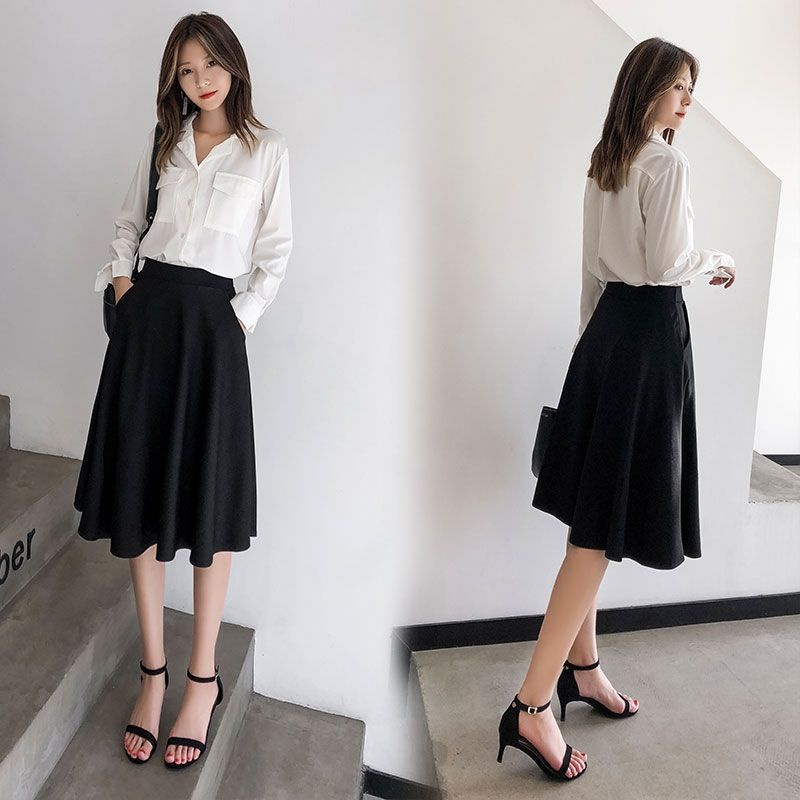 Chân váy xòe dài công sở có phối túi 2 bên - BIGSIZE- C025T