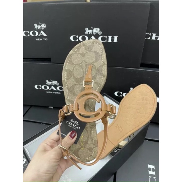 Giày Sandal Nữ COAC*H dạng kẹp ngón siêu xinh fullbox -Hàng xuất Dư hiếm