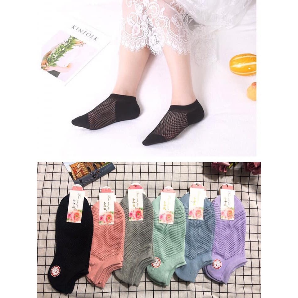 SET 10 ĐÔI TẤT LƯỚI NỮ CỔ NGẮN THÔNG HƠI CHỐNG HÔI-giadungsieure