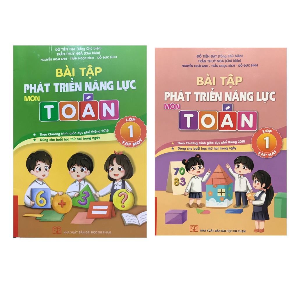 Sách - Combo Bài tập phát triển năng lực môn Toán lớp 1 tập 1 và tập 2 (màu xanh lá + hồng NXB Đại Học Sư Phạm - em bé )