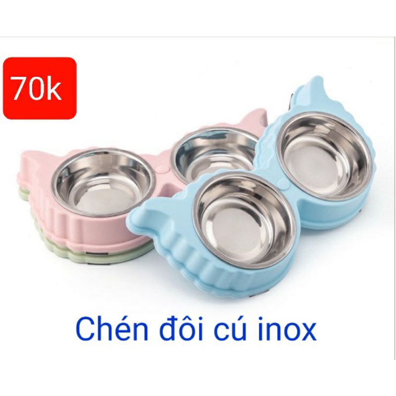 Bát đôi hình đôi cánh cho chó mèo size nhỏ - lõi inox tháo rời