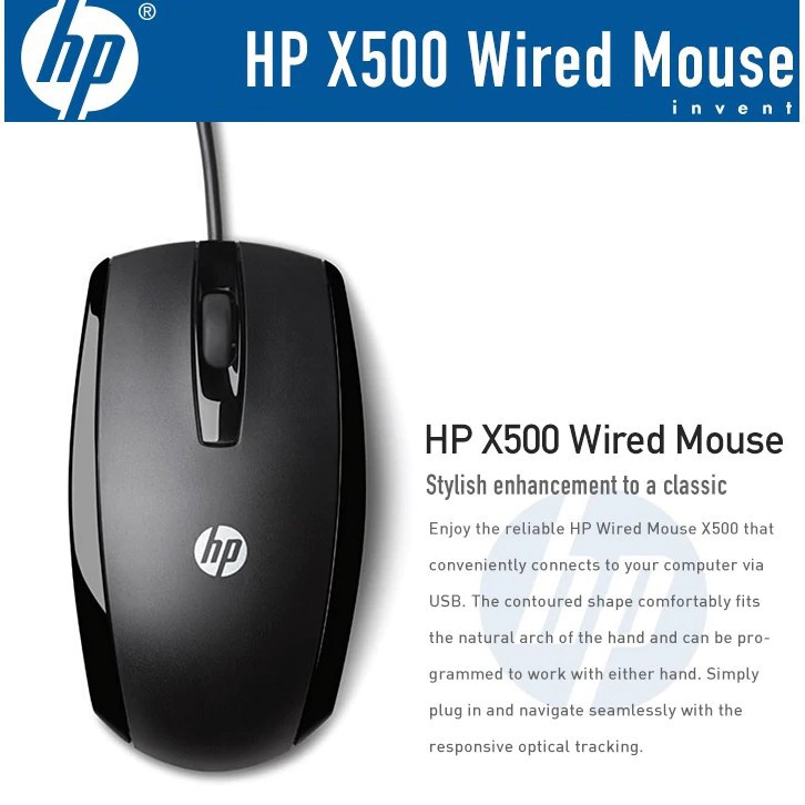 Chuột có dây màu đen HP x500 chuyên dụng tiện lợi