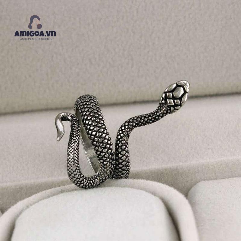 【amigoa.Ad】 Nhẫn Hình Rắn Sơn Mài Cổ Điển
