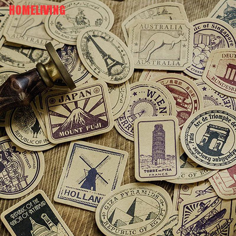 Hộp 46 Miếng Dán Giấy Phong Cách Vintage Dùng Trang Trí Nhật Ký / Quà Tặng DIY