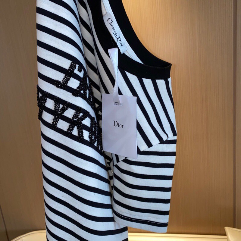 Váy thun dáng đàu hoạ tiết kẻ ngang mẫu mới thời trang cao cấp Dior CD thiết kế trẻ trung