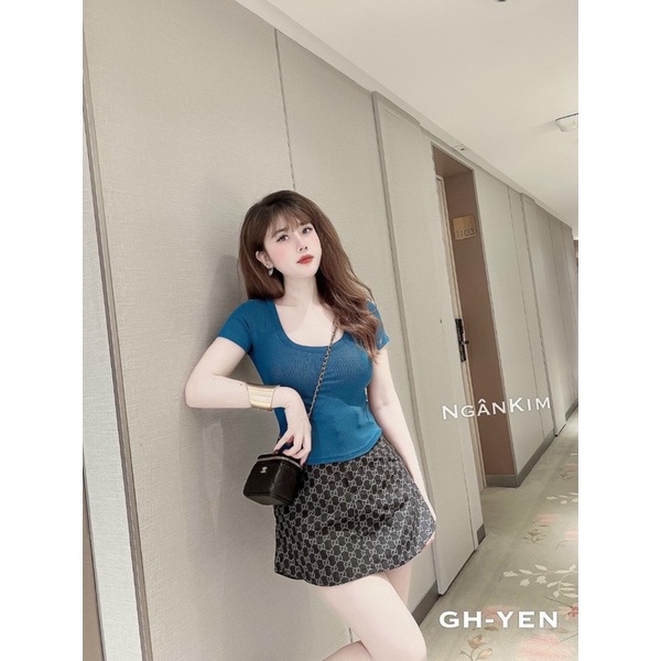 ÁO THUN TĂM BÉ CỔ VUÔNG CO GIÃN 4 CHIỀU MS90177