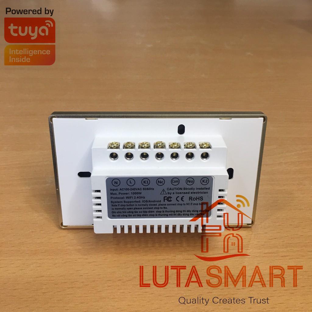 Công Tắc Điều Khiển Cửa Cuốn 7 Cực Zigbee / Wi-Fi Tuya Viền Nhôm - Tương thích với tất cả hãng cửa cuốn