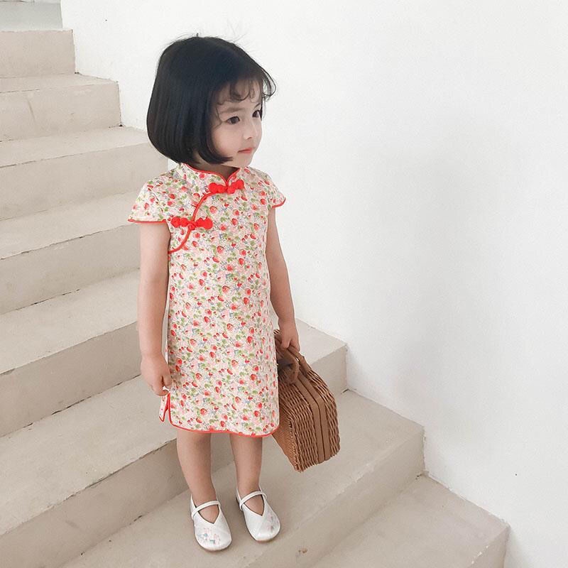 Đầm Sườn Xám Dáng Ôm Phong Cách Trung Hoa Thời Trang Mới Cho Bé Gái