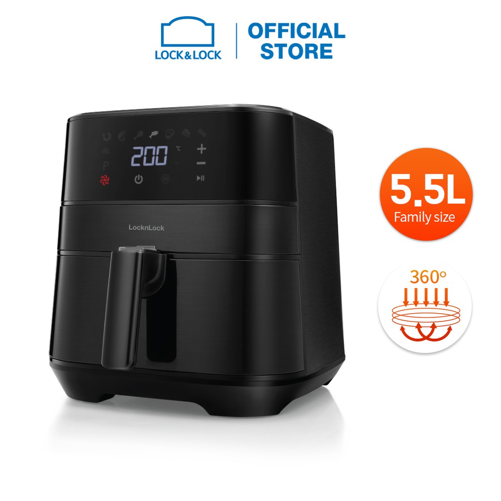 Nồi chiên không dầu Lock&amp;Lock Deluxe Air Fryer 5.5L - màu đen EJF284BLK