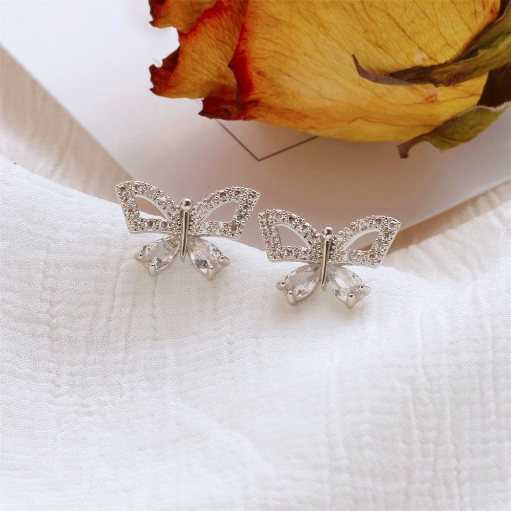 Fashionable 925 Sterling Silver-plated Butterfly Earrings