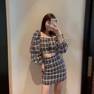 Set váy kẻ siêu xinh