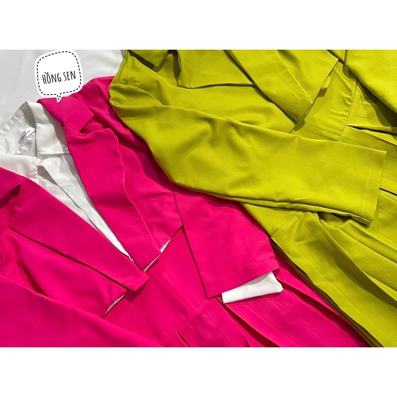 Set  vest lửng croptop phối chân váy kèm áo sơ mi ngắn tay dài thanh lịch