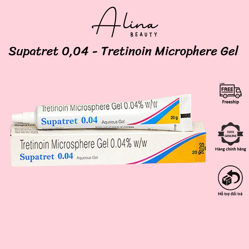 Supatret 0.04% Tretinoin Microsphere Gel 20g - Giảm mụn, sáng da, giảm nếp nhăn, ngăn ngừa lão hóa da