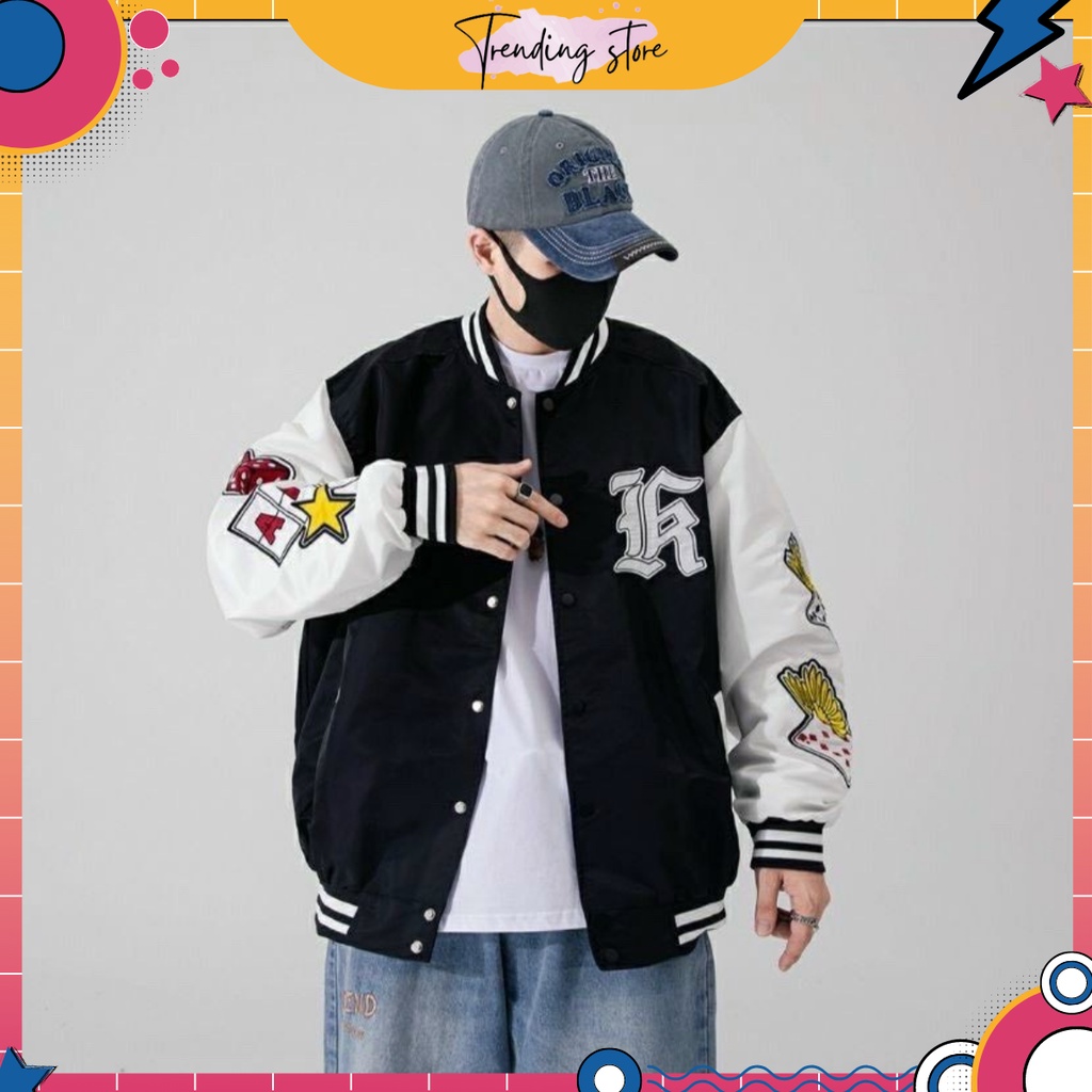 [Trending Store Z] Áo Bomber Tay Da Dáng Unisex, Dáng Rộng Khóa Bấm Tay In Chữ G037