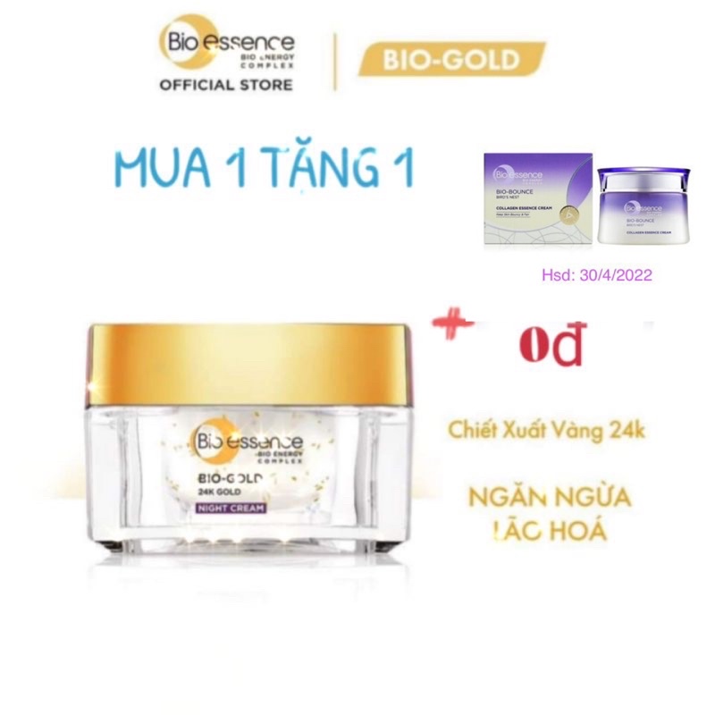 [ SIÊU SALE] [ MUA 1 TẶNG 1] Kem dưỡng đêm Bio- essence Bio- gold 24k 40g ( tặng sản phẩm tuỳ chọn )