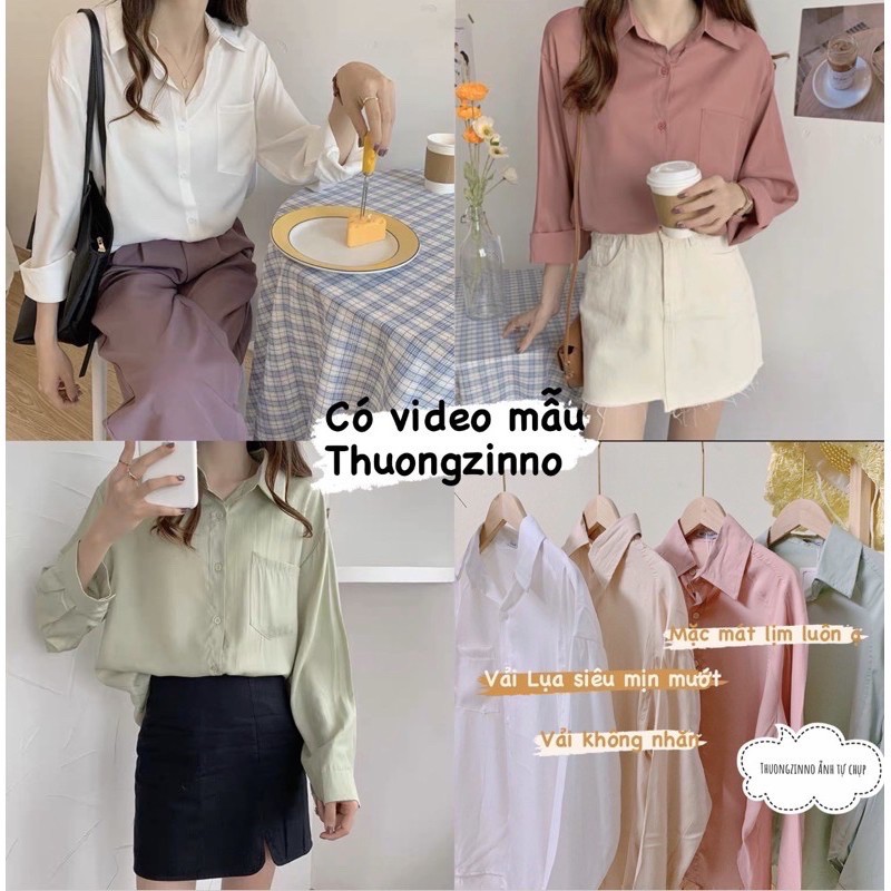 [Ảnh thật/Video] Áo sơ mi Afica nhiều màu trơn vintage lụa tăm áo sơ mi Quảng Châu | BigBuy360 - bigbuy360.vn