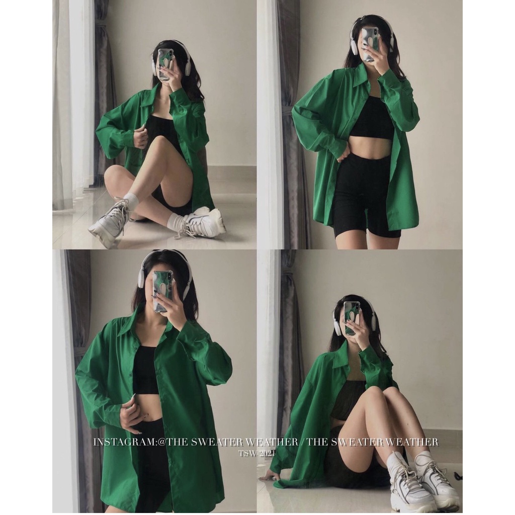 [Ảnh thật/Sẵn] Áo sơ mi trơn dài tay form rộng nhiều màu ulzzang
