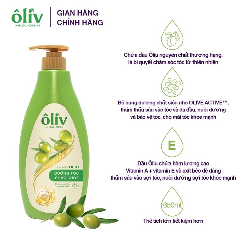 Dầu Gội Dưỡng Tóc Chắc Khoẻ Ôliv Chai Vòi 650ml