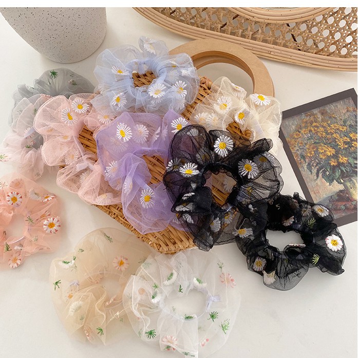 [RẺ VÔ ĐỊCH] Dây chun buộc tóc scrunchies hoa cúc họa mi Hàn Quốc - Phụ kiện cột tóc