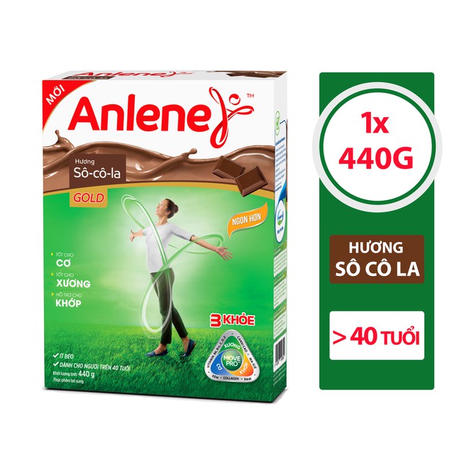 Sữa bột Anlene Gold 3 khỏe Movepro Hộp 440g chocolate