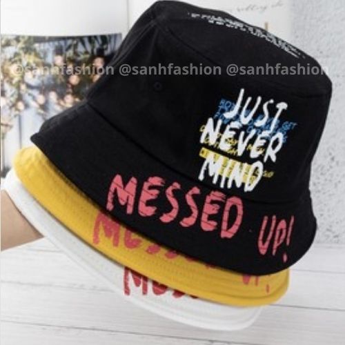 Mũ bucket thêu hình chữ Just Never Mind Nón tai bèo siêu hot thời trang cao cấp form unisex nam nữ Bk23
