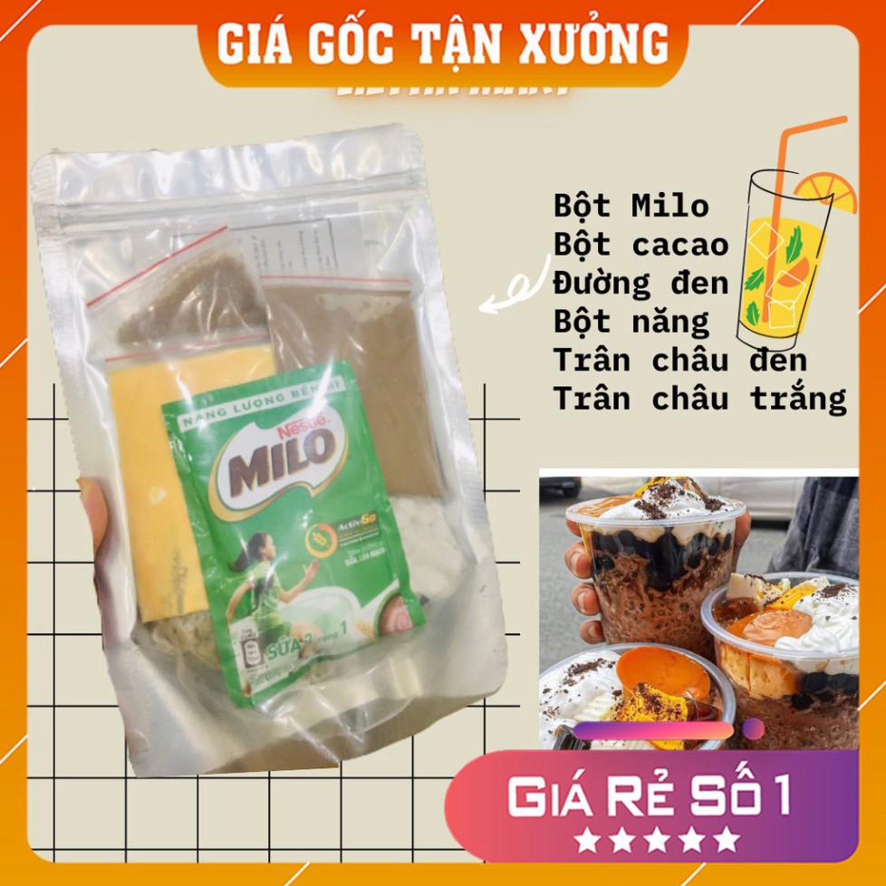 Milo dầm 𝑭𝒓𝒆𝒆𝒔𝒉𝒊𝒑 SET milo dầm trân châu đường đen, ca cao siêu ngon làm tại nhà