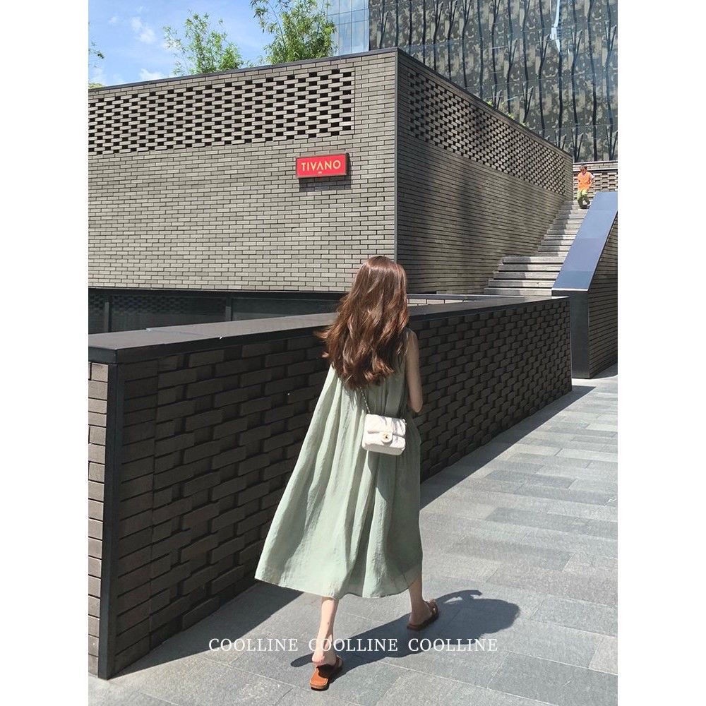 Đầm Midi Dáng Dài Không Tay Màu Cà Phê Phong Cách Pháp Hàng Mới