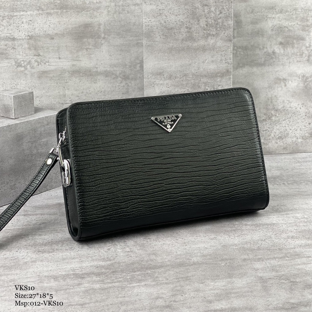 Clutch - Ví cầm tay nam nữ Da bò cao cấp Prada - VKS10
