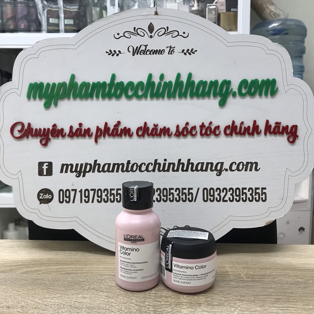 Travel set GỘI HẤP DÀNH CHO TÓC NHUỘM L'OREAL VITAMINO COLOR HOẶC ABSOLUT CHO TÓC KHÔ HOẶC PRO LONGER 100ML - 75ML