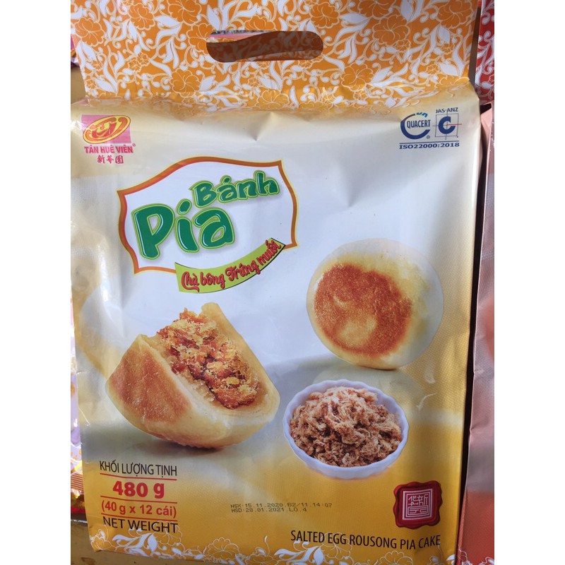 Bánh pía chà bông trứng muối 480gr (40gr/12 cái)