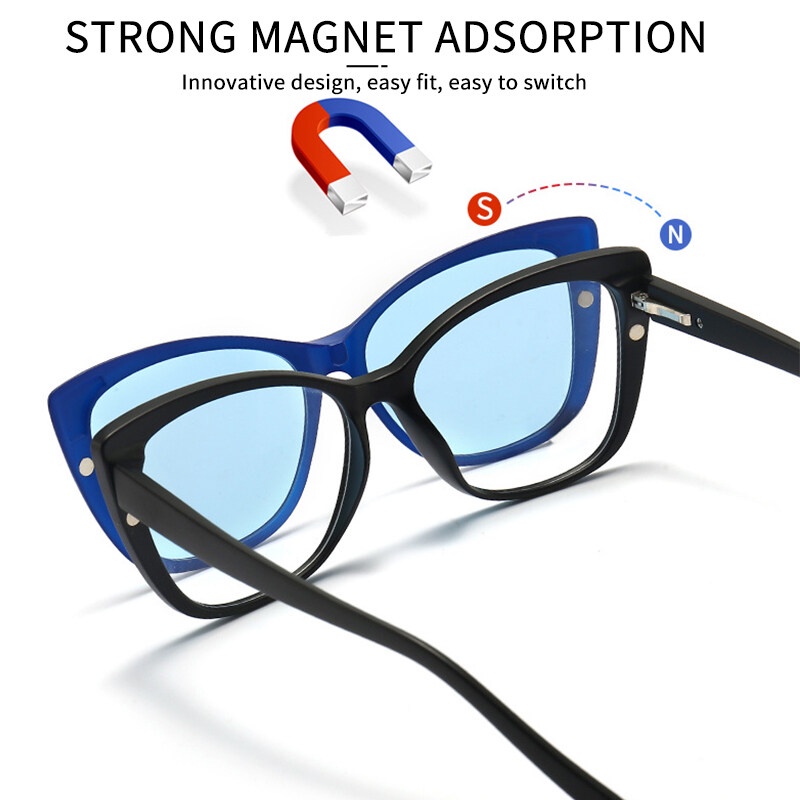 Bộ Sáu Cặp Kính Mát Mắt Mèo Dạng Kẹp Từ Tính Phân Cực Nhìn Ban Đêm Đa Năng