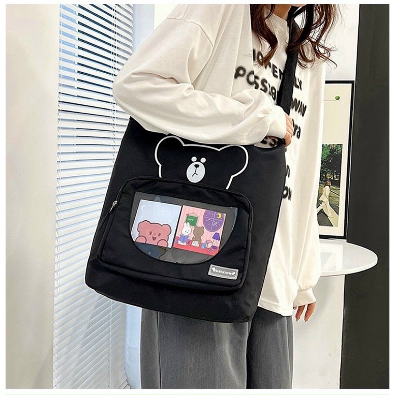 Túi tote thời trang đeo vai và đeo chéo - Hình Gấu