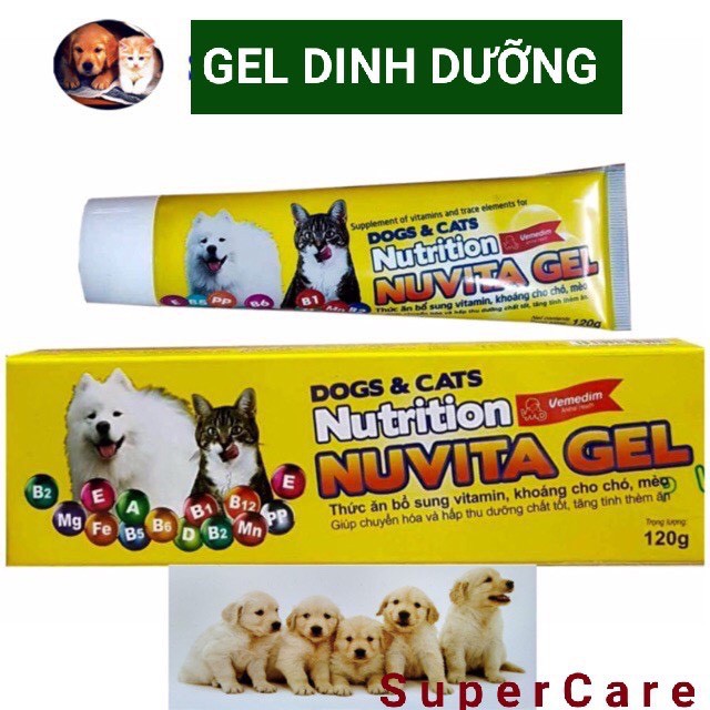 NUVITA GEL - GEL DINH DƯỠNG TĂNG TÍNH THÈM ĂN CHO CHÓ MÈO 120GR