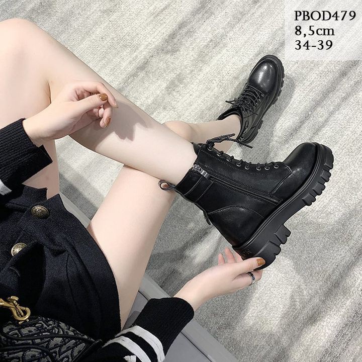 [Ảnh thật cuối] Boot độn đế 8cm ngắn cổ lót lông ấm, siêu êm siêu nhẹ