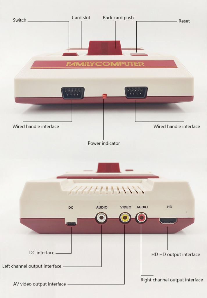 8-BIT HD VIDEO GAME SYSTEM C37 C56D Retro Console With 60 Pin Cartridge Slot With 2 Wireless or Wired Controllers