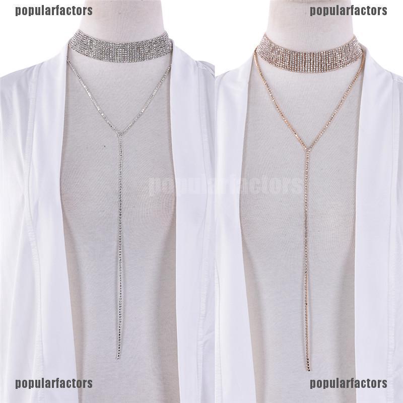 Vòng cổ choker đính đá pha lê nhân tạo thời trang