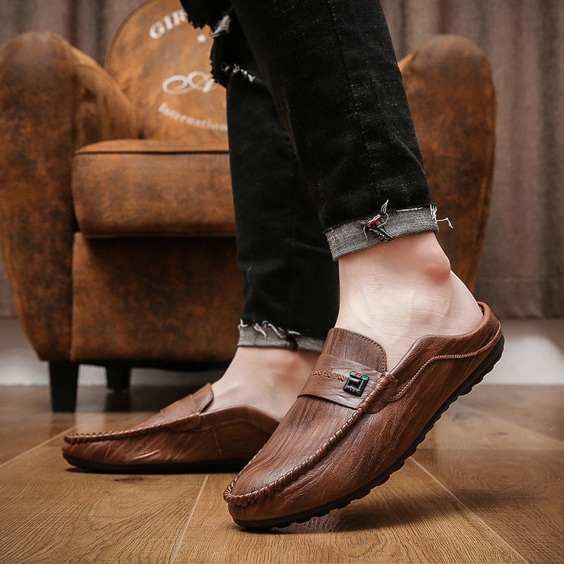 Giày Lười Da Mùa Hè 2022 Thoáng Khí Không Gót Cho Nam