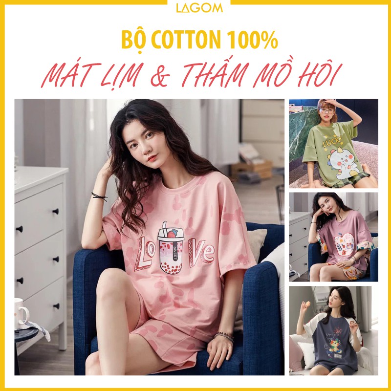 [50 MẪU] Bộ mặc nhà nữ cotton cộc tay mùa hè | Đồ bộ nữ cotton cao cấp