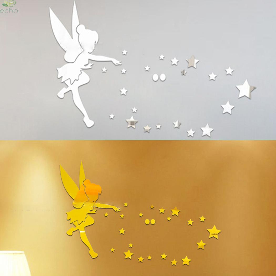 Wall Stickers Background Sliver/ Gold DIY Gifts Pattern 3D Mirror Home