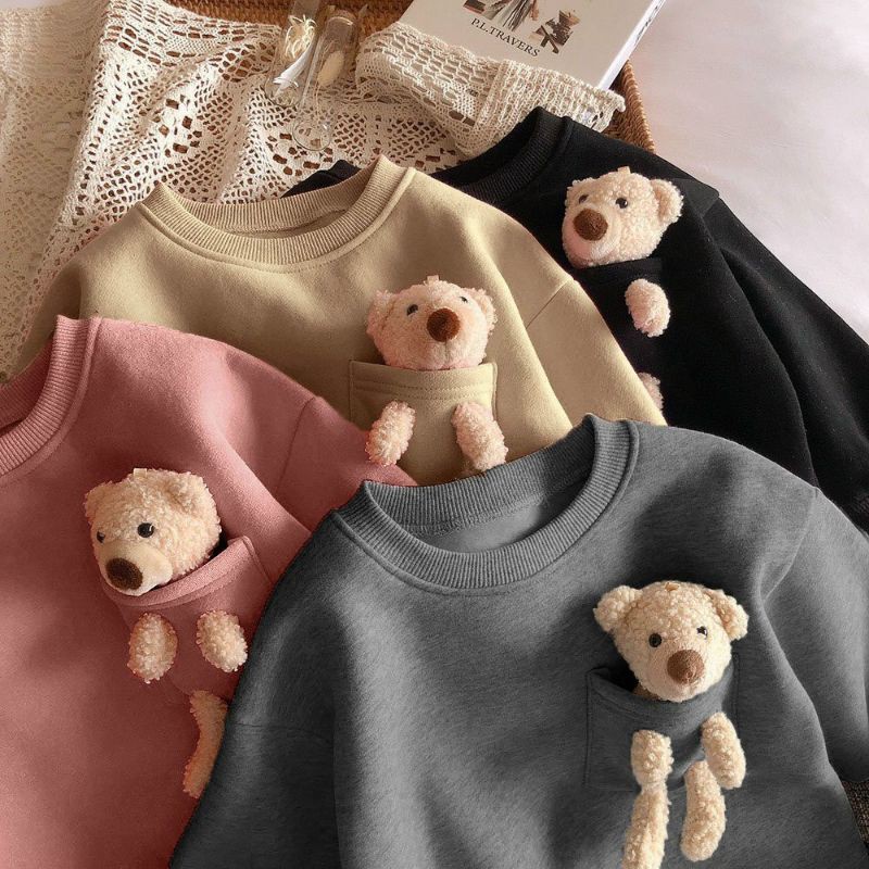 Áo sweater trơn unisex nam nữ có túi gấu thời trang thu đông(có video) | BigBuy360 - bigbuy360.vn