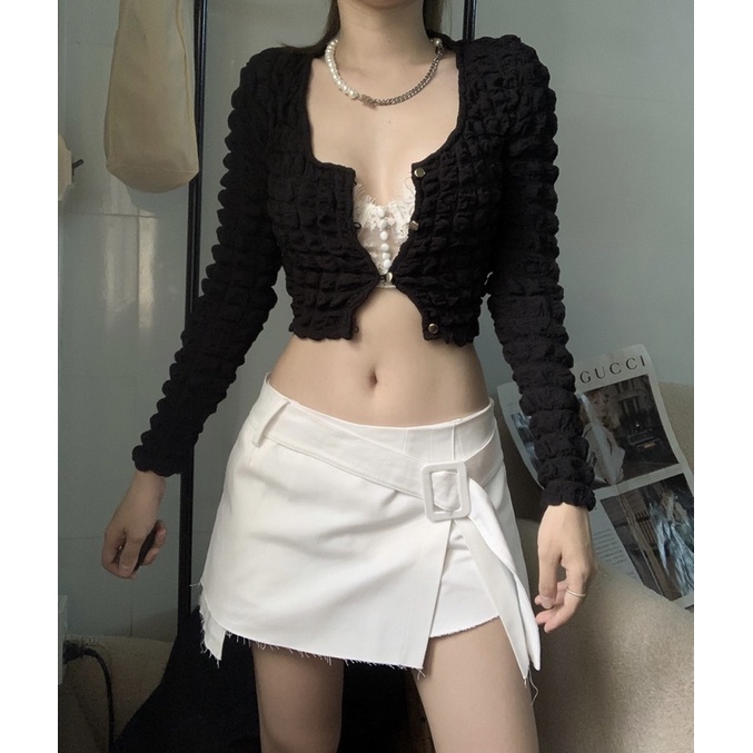 Chân váy ngắn “KISS Skirt”———-(Đọc kĩ số Đo dưới phần miêu tả) “Có quần bên trong”, kèm nịt đai( Đọc kĩ số đo)