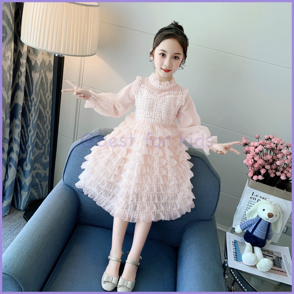 Đầm Công Chúa Tay Dài Thời Trang Mùa Xuân Xinh Xắn Cho Bé Gái