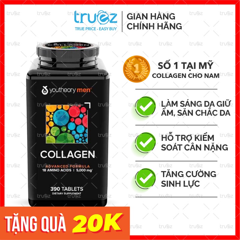 Youtheory Mens Collagen type 1 2 & 3 hộp 390 viên [Chính hãng]