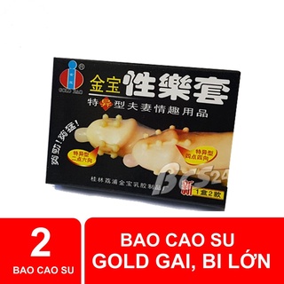 Bao cao su Gold Gân Gai Bi siêu to khổng lồ siêu khoái cảm - hộp 2 cái