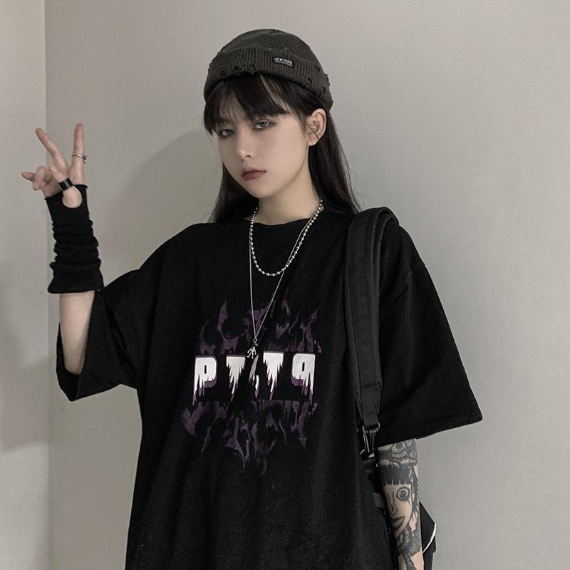 áo thun nữ form rộng In Họa Tiết Hoạt Hình Phong Cách Hip Hop Đường Phố Dành Cho Nữ