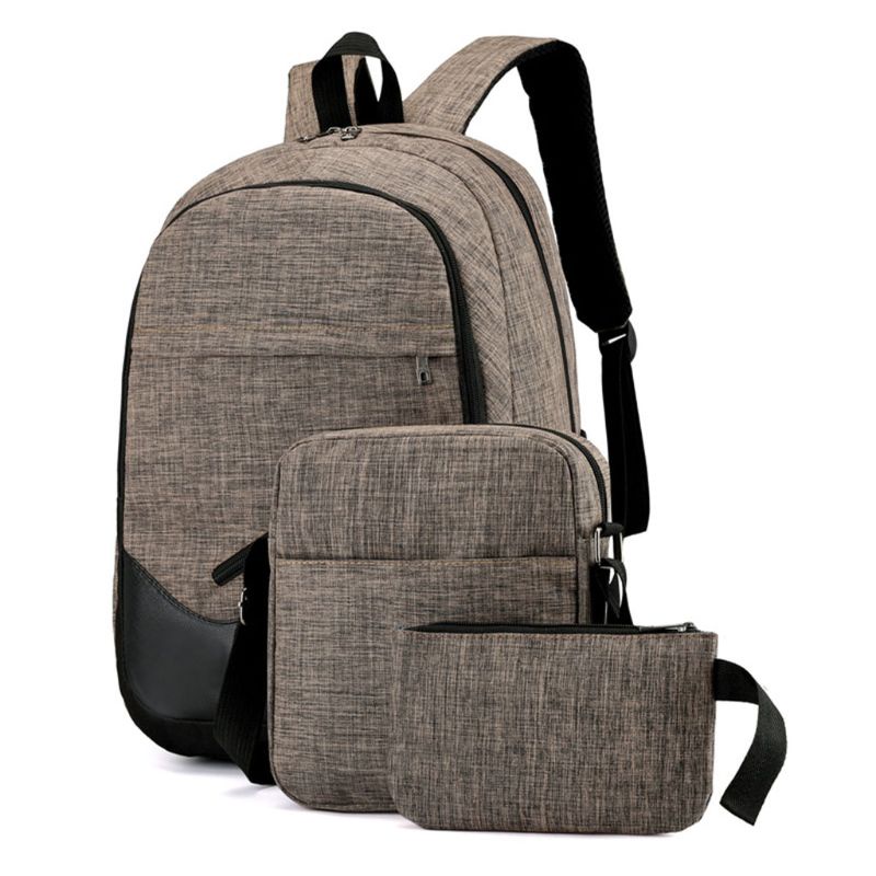 Set 3 Món Gồm Ba Lô + Túi Đeo Chéo + Bóp Đựng Laptop Chất Liệu Nylon Sức Chứ