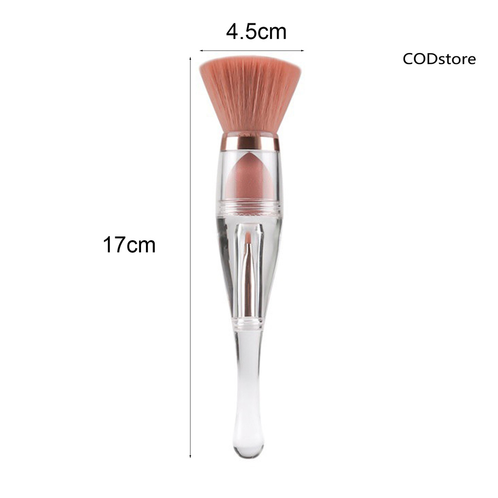 COD*Contour Brush Ergonomic Transparent Dust-proof 3 in 1 Foundation Brush for Dressing Room