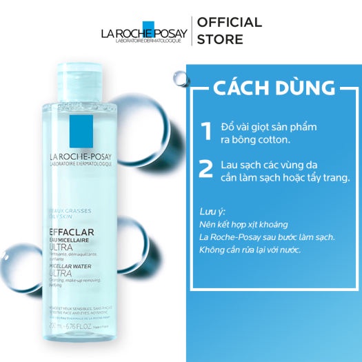 Nước làm sạch sâu và tẩy trang da dầu nhạy cảm La Roche-Posay Micellar Water 200ml